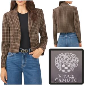 Vince Camuto Blazer Jacket In Olive Heritage Check Size 14 EUC